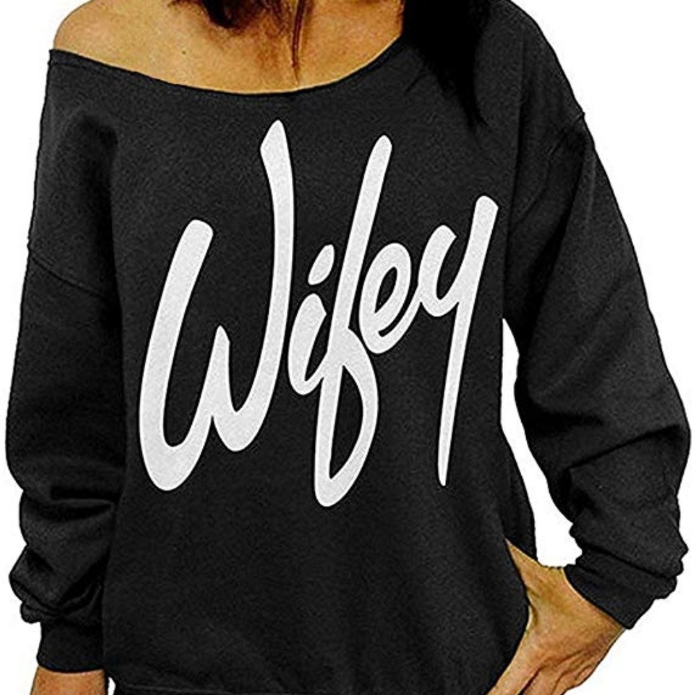 Wifey sweatshirt - black Mrs. wife bride sweater